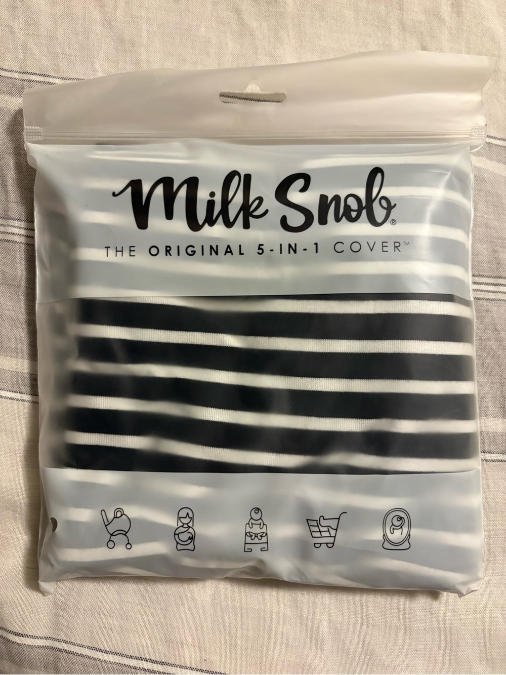 Milk Snob Original 5-in-1 Cover - Black & White Stripe NWT Unopened